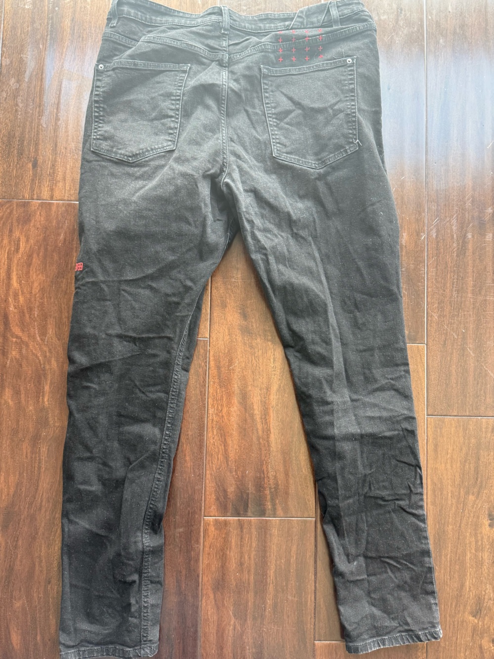 Ksubi CHITCH Laid Black Jeans with Red Stitch Detail